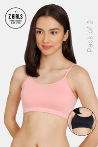 Zivame Girls Double Layered Non Wired Full Coverage Slip-on Beginner Bra (Pack of 2) - Multicolor — thumbnail 1